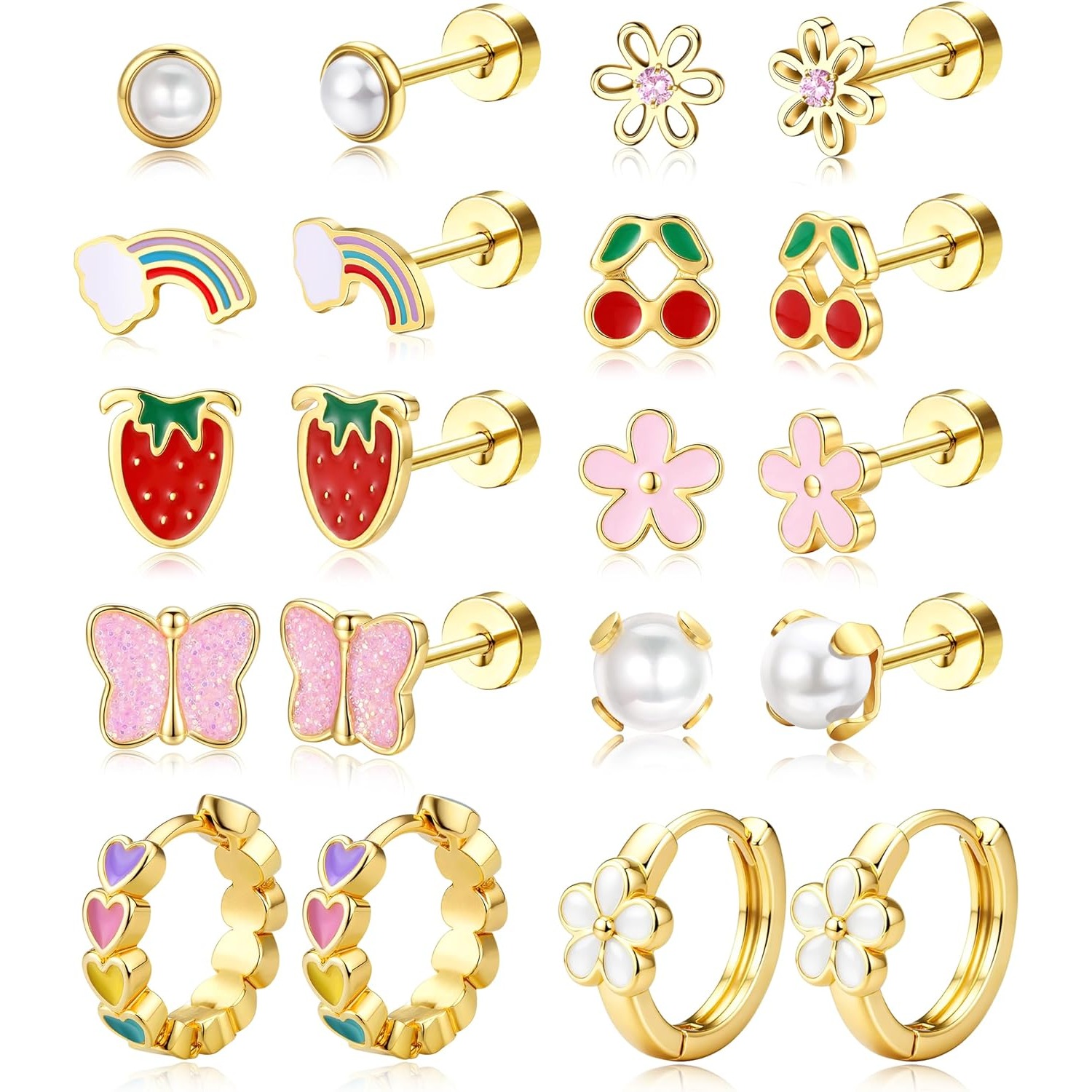 Body Jewelry Surgical Steel - FASACCO 1 paar vergulde, hypoallergene oorbellen