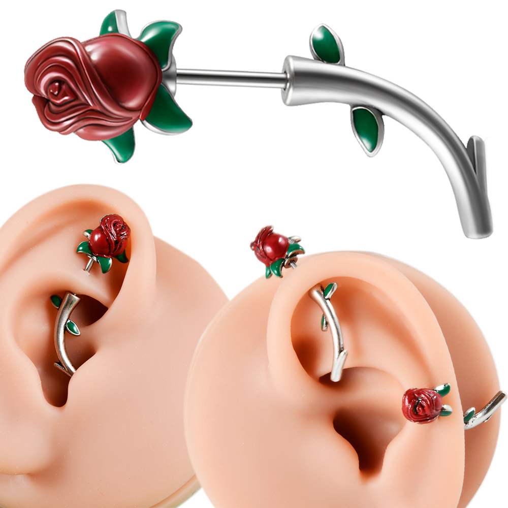 Body Jewelry Surgical Steel - 1 Stuk Chirurgisch Staal Rode Roos