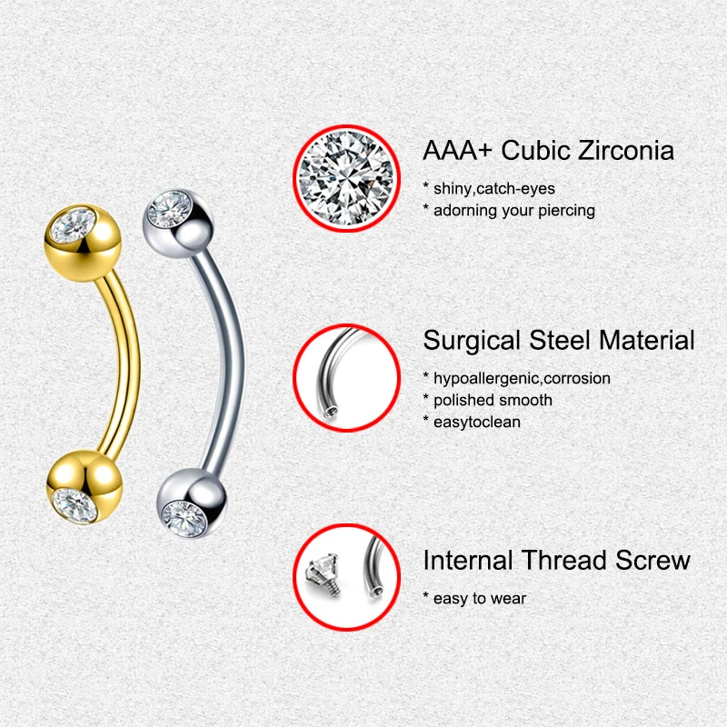 2PCS Body Jewelry 16G Daith Oo - Body Jewelry Surgical Steel recensie en prijs